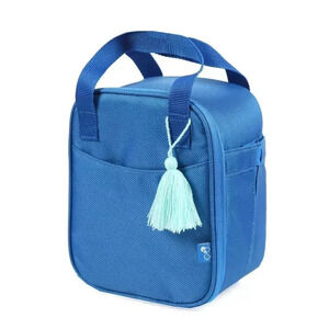 Blue Insulated Lunch Bag with Tassel